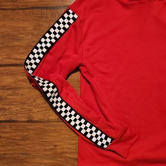 Riot Queen women's XS red lightweight hooded long sleeve checkered t-shirt - Picture 2 of 6